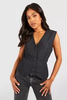 Маленький джинсовый жилет Boohoo, черный