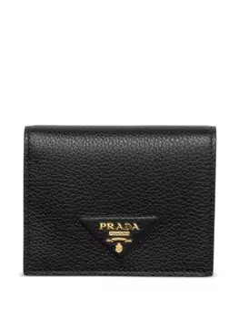Маленький фактурный кожаный кошелек Prada, черный