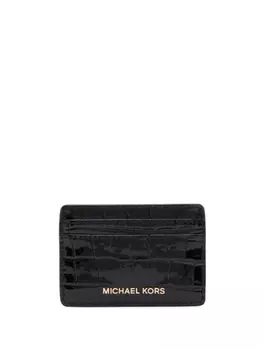 Маленький футляр для карт Michael Kors Jet Set с эффектом крокодиловой кожи, черный