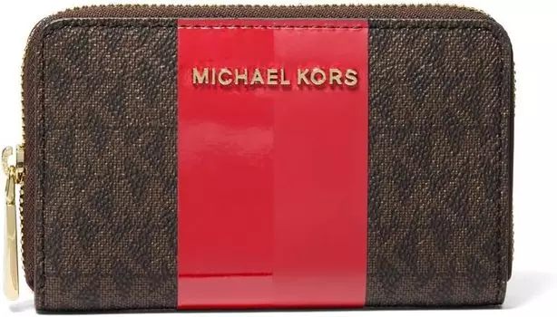 Маленький футляр для визиток Jet Set на молнии MICHAEL Michael Kors, малиновый