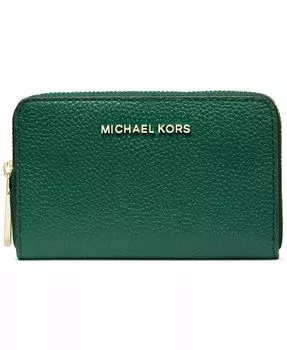 Маленький футляр для визиток Jet Set на молнии Michael Kors, зеленый
