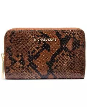 Маленький футляр для визиток Jet Set на молнии Michael Kors, коричневый