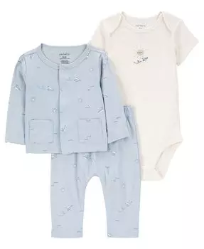 Маленький кардиган, боди и брюки для маленьких мальчиков, комплект из 3 предметов Carter's, синий/белый
