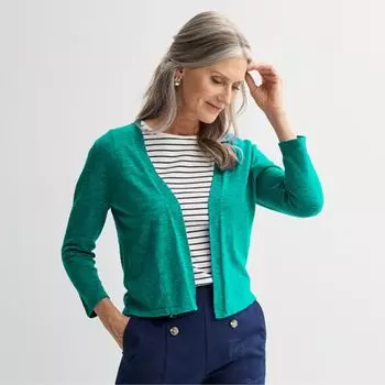 Маленький кардиган с открытым передом Croft & Barrow, цвет classic teal