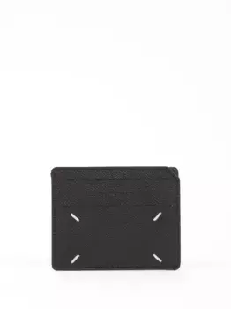 Маленький картхолдер с декоративной строчкой MAISON MARGIELA, черный