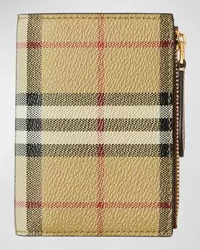 Маленький клетчатый кошелек двойного сложения Burberry, цвет Archive Beige