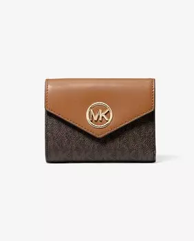 Маленький коричневый женский кошелек с логотипами Michael Michael Kors, коричневый