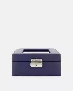 Маленький корпус для часов Pierre Cardin с прозрачной крышкой и ключом синего цвета PU