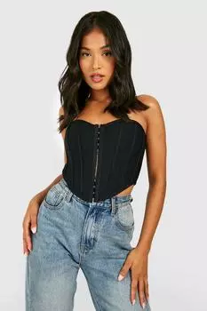 Маленький корсетный топ-бандаж с крючком и глазами Boohoo, черный