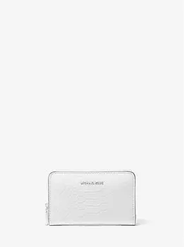 Маленький кошелек из кожи с тиснением под змею Jet set Michael Kors, белый