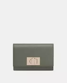 Маленький кошелек из кожи зеленого цвета в стиле милитари с клапаном Furla