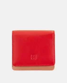 Маленький кошелек из телячьей кожи наппа красного цвета с клапаном и пуговицей Dudu, красный