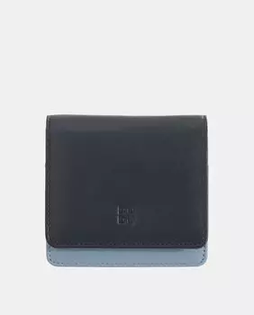 Маленький кошелек из телячьей кожи наппа темно-синего цвета с клапаном и пуговицей Dudu, темно-синий