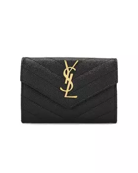 Маленький кошелек-конверт Cassandre Saint Laurent, цвет Noir