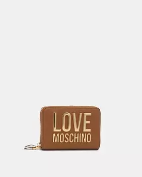Маленький кошелек на молнии верблюжьего цвета Love Moschino, коричневый