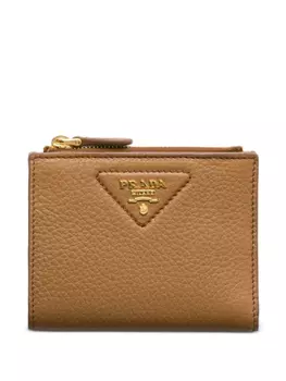 Маленький кошелек Prada из зернистой кожи, коричневый