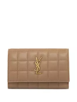 Маленький кошелек с пластиной Кассандры Saint Laurent, нейтральный цвет