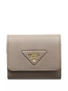 Маленький кошелек с треугольным логотипом Prada, серый