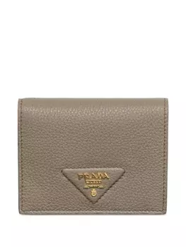 Маленький кошелек с треугольным логотипом Prada, нейтральный