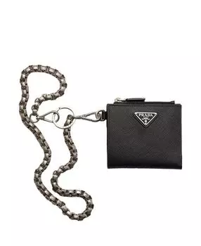 Маленький кошелек Saffiano с цепочкой Prada, черный
