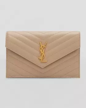 Маленький кошелек YSL с клапаном-конвертом на цепочке Saint Laurent