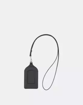Маленький кожаный держатель для бейджа со шнурком Dudu, черный