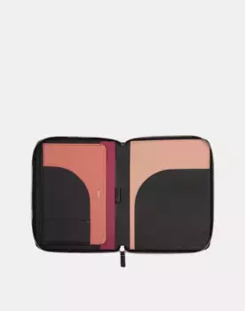 Маленький кожаный держатель для документов A5 mini iPad с застежкой-молнией Dudu, черный