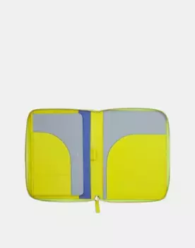 Маленький кожаный держатель для документов A5 mini iPad с застежкой-молнией Dudu, жёлтый