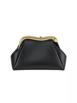 Маленький кожаный клатч из змеиной кожи BVLGARI, черный