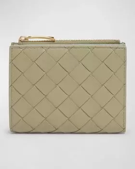 Маленький кожаный кошелек двойного сложения Bottega Veneta, цвет Tratrane