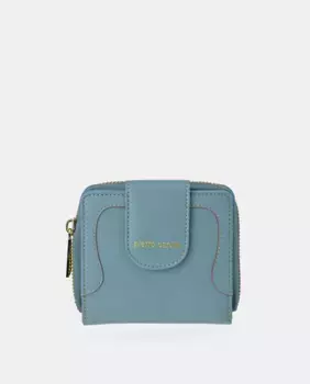 Маленький кожаный кошелек-монетница Pierre Cardin для женщин, светло-голубой