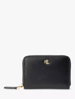 Маленький кожаный кошелек на молнии Lauren Ralph Lauren, черный