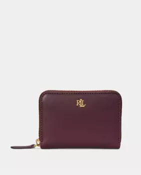 Маленький кожаный кошелек на молнии Lauren Ralph Lauren, цвет Granate