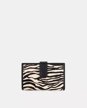 Маленький кожаный кошелек с принтом зебры Pielnoble, мультиколор
