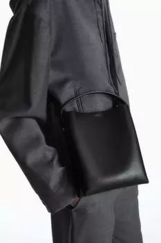 Маленький кожаный шоппер-шопер H&M, черный