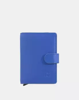 Маленький мужской кожаный кошелек с алюминиевой защитой для карт Dudu, синий