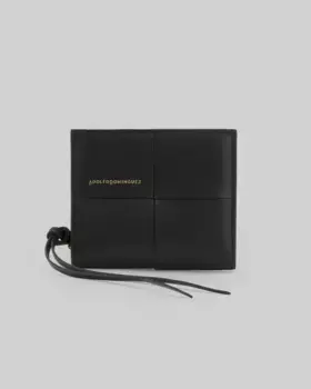 Маленький плетеный кожаный кошелек Adolfo Dominguez, черный