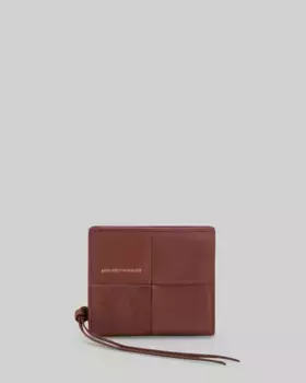 Маленький плетеный женский кожаный кошелек Adolfo Dominguez, темно-коричневый