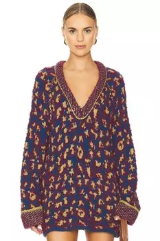 Маленький пуловер с изображением животного Free People, синий