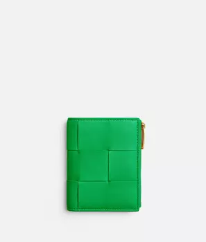 Маленький складной кошелек на молнии Bottega Veneta, зеленый