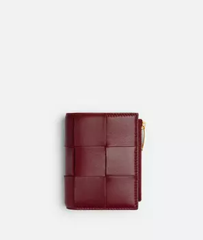 Маленький складной кошелек на молнии Bottega Veneta, бордовый
