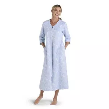 Маленький стеганый длинный халат Miss Elaine Essentials, цвет blue paisley