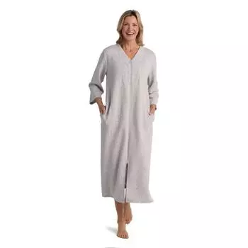 Маленький стеганый халат с длинным рукавом на молнии Miss Elaine Essentials, серый