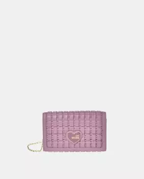 Маленький стеганый клатч сиреневого цвета с клапаном Love Moschino, сирень