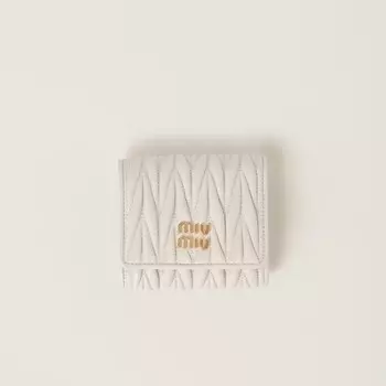 Маленький стеганый кошелек из кожи наппа Miu Miu, белый