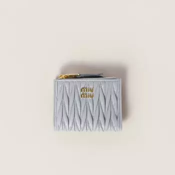 Маленький стеганый кошелек из кожи наппа Miu Miu, серый