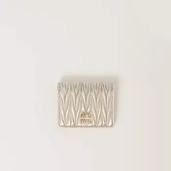 Маленький стеганый кошелек из кожи наппа Miu Miu, серый