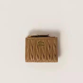 Маленький стеганый кошелек из кожи наппа Miu Miu, коричневый