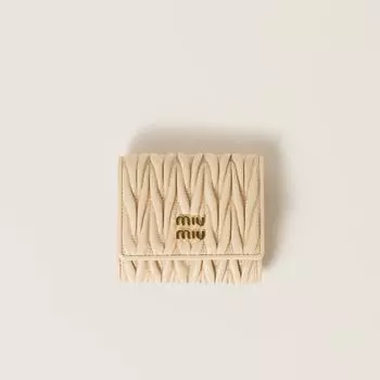 Маленький стеганый кошелек из кожи наппа Miu Miu, зеленый