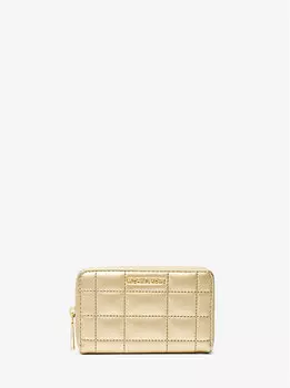 Маленький стеганый кожаный кошелек металлик Michael Kors, желтый